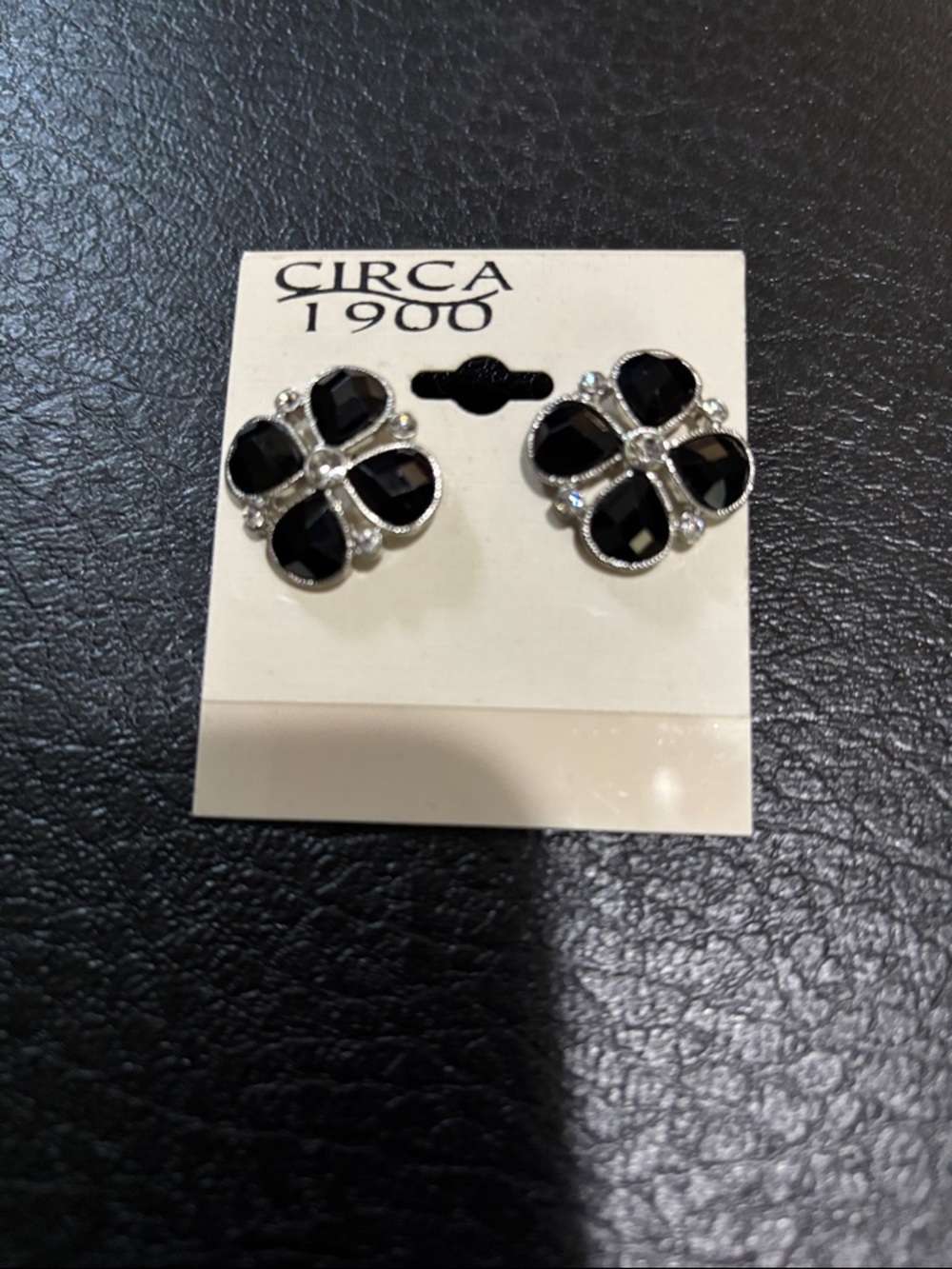 Circa 1900 Black Clover Stud Earrings